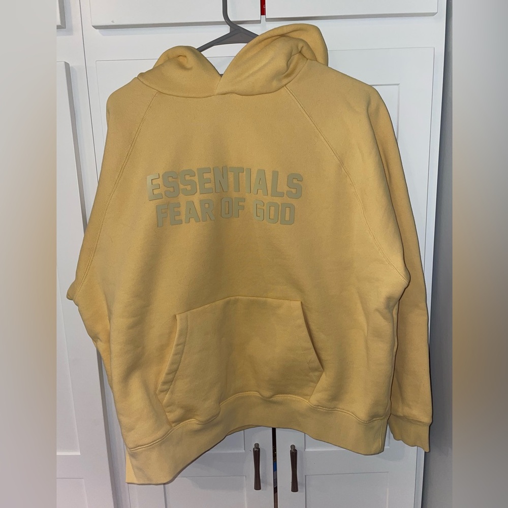 Fear of God Essentials Hoodie ‘Light Tuscan’ yellow hooded sweatshirt